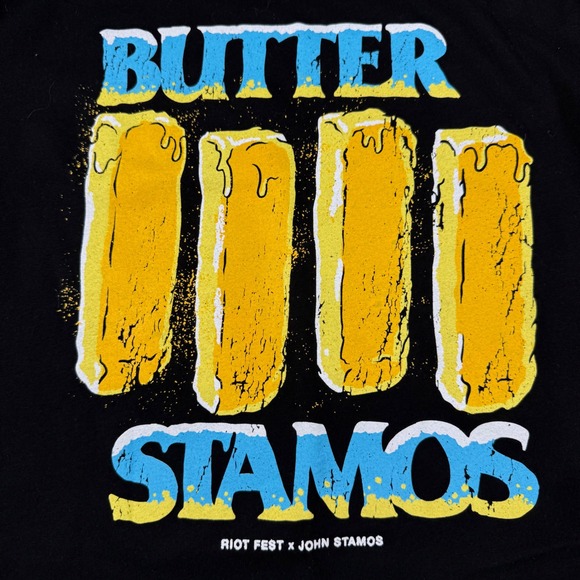 Grunt Style Riot Fest John Stamos Butter Stamos Graphic T-Shirt Mens Small Black - Picture 5 of 5